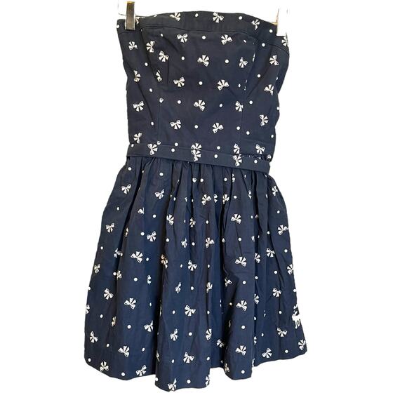 Abercrombie & Fitch Y2K Coquette Bow Printed Mini Skater Dress Strapless Size M - Picture 1 of 9
